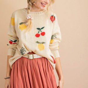 Fruit Medley Crew Neck Jacquard Sweater